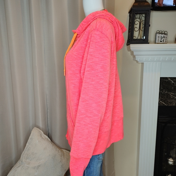 MTA SPORT Running Knit Zip Hoodie with Thumbholes, Orange XL - Picture 6 of 10